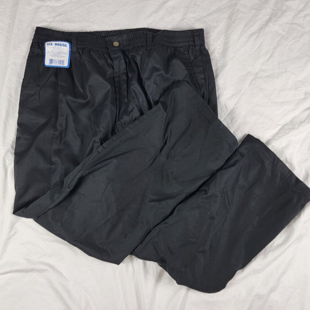 Habands Ice House Flannel Lined Slacks Mens 42 Black Pants Work Wear Casual